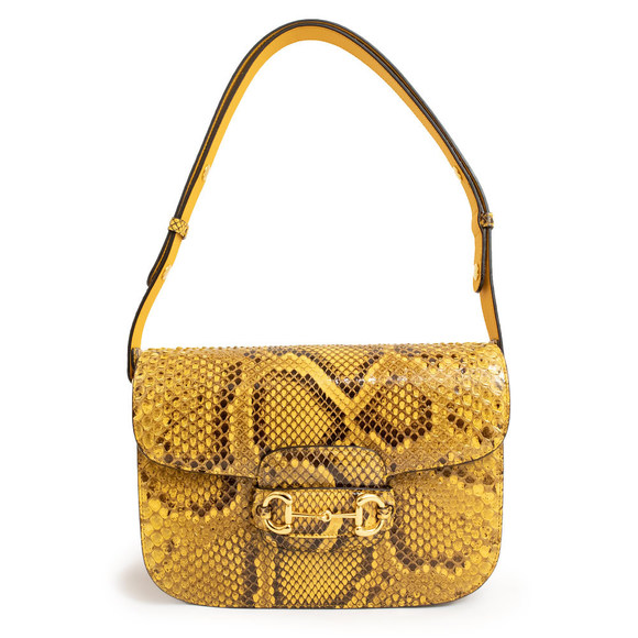 Gucci Python Horsebit 1955 Small Leather Shoulder Bag Yellow - Picture 1 of 10